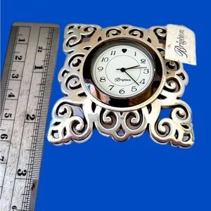 Brighton GENEVA Clock Style G29100 Silver Pated Small Battery Operated Clock.NWT